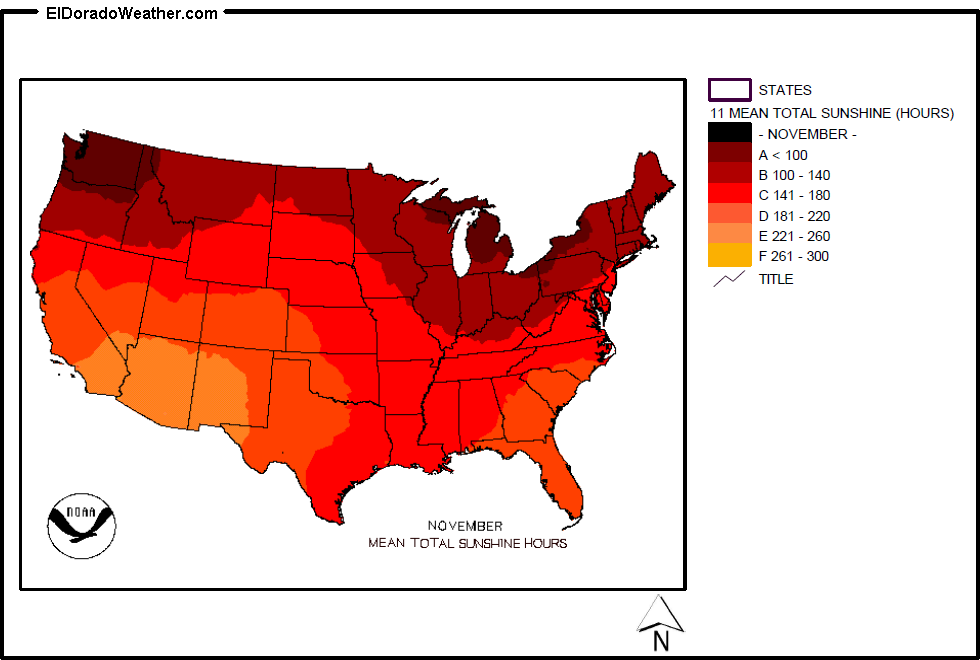 United States Yearly [Annual] and Monthly Mean Total Sunshine Hours